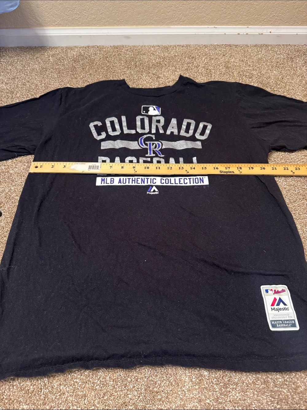 Majestic Colorado Rockies Black Short Sleeve Baseball Tee MLB SZ XL - Picture 3 of 7